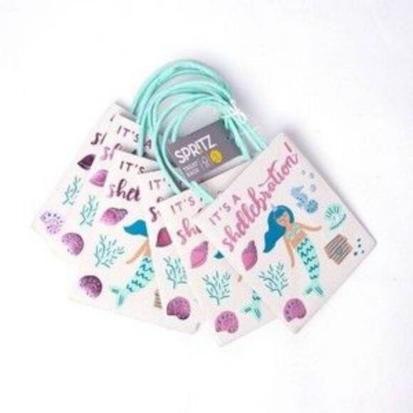 Spritz Paper Gift Treat or Favor Bags Mermaid It's A Shellebration & Napkins Bra - Picture 3 of 4